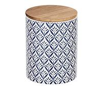 WENKO Lorca Storage Box with Bamboo Lid, blue, 0,95 litre