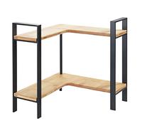 WENKO Lou kitchen corner shelf, exquisite kitchen shelf for the worktop made of metal with bamboo boards, two tiers for kitchen storage, (W x H x D): 30 x 33 x 30 cm, black/light brown