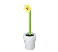 WENKO Lucky Flower Toilet Brush Holder White, Ceramic, 12 x 12 x 42 cm