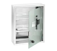 WENKO Medicine Chest shiny stainless steel, 30 x 40 cm - Medicine cabinet, lockable, Stainless steel, 30 x 40 x 12 cm, Shiny
