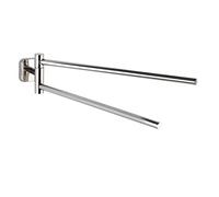 WENKO Mezzano towel rail with 2 movable arms, enough space for 2 towels, made, shiny stainless steel, 5.5 x 9 x 41.5 cm.
