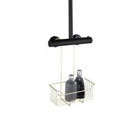 WENKO Milo Thermostatic Shower Caddy for Hanging on the Tap, Stainless Steel Shelf (Rust-Proof), 25 x 36 x 14 cm, Gold
