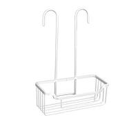 WENKO Milo thermostatic shower organiser, shower shelf with plastic caps to hang on the fitting in the shower for extra storage space, aluminium shower shelf 25 x 36 x 14 cm, silver