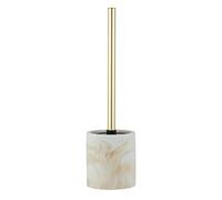 WENKO Odos Toilet Brush Holder, Resin, Gold/Marbled, Ø 7,5 x 37 cm