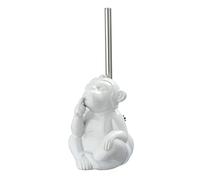 WENKO Monkey Quiet Toilet Brush Holder, Ceramic, White, 20 x 14.5 x 14 cm