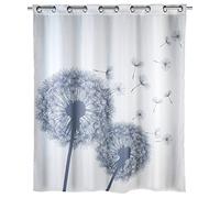 WENKO Mould Shower Curtain Flex Astera-Anti-Bacterial, Water-Repellent, intgrated Hanging Mechanism, Polyester, White, 180 x 200 x 1 cm