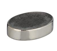 WENKO Nuria Silver/Anthracite Dish for Storing Hand Soap, Ceramic, Black, 3 x 8 x 12 cm
