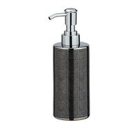 WENKO Nuria Silver/Anthracite Soap, Washing Up Liquid Dispenser Capacity 0.3 L, Ceramic, Black, 18.5 x 6.5 x 7.5 cm