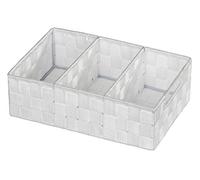 WENKO Organizer Adria with handles/3 separations in white, Polypropylene, 21 x 32 x 10 cm
