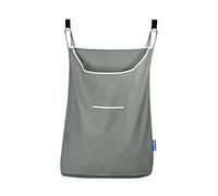 WENKO Over the Door Hanging Laundry Bag with Hooks Bathroom Closet Space Saving Wall Mounted Laundry Bag 4x20.5x32 Inch, Sage