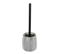 WENKO Pascoli Toilet Brush Set Freestanding Ceramic Toilet Brush Bathroom Accessories Stainless Steel Structure Diameter 12 cm Height 38 cm White Black Brush Head