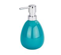 WENKO Polaris Soap Dispenser, Ceramic, Petrol, 9.5 x 9 x 16.2 cm