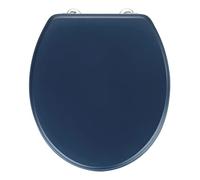 WENKO Prima toilet seat, dark blue matt, high-quality toilet seat in retro style, toilet lid incl. wall buffer & stainless steel mounting, suitable for cistern, medium-density fibreboard, 37 x 41 cm