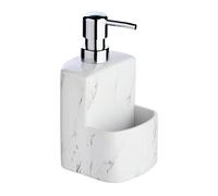 PUMA Detergent Festival Marble Refillable Soap Dispenser with Non-Slip Soft-Touch Surface 0.38 L, Ceramic, White, 10 x 18 x 10 cm