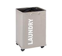 WENKO Quadro Laundry Bin, Fabric, Taupe, 33 x 40 x 60 cm