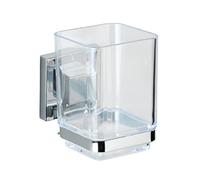 Wenko "Quadro" Toothbrush Tumbler with Vacuum-Loc, Silver/Transparent