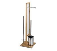 WENKO Rivalta Toilet Brush Holder Stand Bamboo, Brown, Ø 8 cm