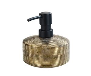 WENKO Rivara Liquid Soap Dispenser Hand Painted 0.4 L, Ceramic, Gold, 10.5 x 12 x 10.5 cm