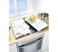 Wenko Set of 2 Gas Electric Induction Hob Stove Covers Chopping Cutting Board Worktop Protectors for Space Saving Marble