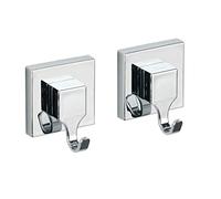 WENKO Set of 2 Towel Hooks, Coat Hooks, Acrylonitrile Butadiene Styrene (ABS), Chrome, 6 x 7 x 5 cm