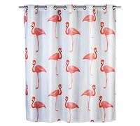 WENKO Shower Curtain Comfort Flex-Flamingo Anti Mould 180x200cm, Polyester, Multi-Coloured, 180 x 200 x 1 cm