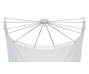 WENKO Shower Screen with Stainless Steel 12 Arms Shower Spider Shower Curtain Holder 96 x 10.5 x 72 cm White