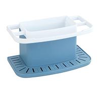 WENKO Cosmo Organiser Sink Drainer Caddy, Polypropylene, Blue/White, 11 x 11.5 x 21 cm