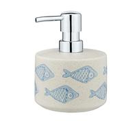 WENKO Aquamarine Soap, Washing Up Liquid Dispenser Capacity 0.475 L, Ceramic, Beige, 13.2 x 10 x 10 cm