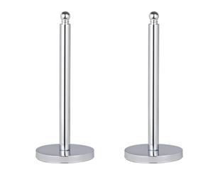 WENKO Spare Toilet Roll Holder Viterbo - Freestanding Chrome Metal Holder for 3 Toilet Rolls, Pack of 2 (Silver, 14 x 35 cm)