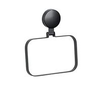 WENKO Static-Loc® Plus Pavia Black Towel Rail, Attachment without Drilling, Secure Hold Due to Static Adhesion on Smooth, Airtight Surfaces, 18.5 x 2 x 21 cm, Matt Steel