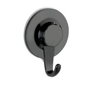 WENKO Static-Loc® Plus Valenza Wall Hook Black - Towel Hook, Coat Hook, Attachment Without Drilling, Plastic (ABS), 6.2 x 8.5 x 2.5 cm, Black