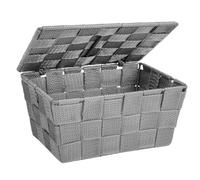 WENKO Storage basket Adria with lid in grey, PP, 19 x 14 x 10 cm