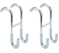 WENKO Taranto Shower Squeegee and Towel Hook with 2 Hooks for Bathroom and Toilet Made of Rustproof Stainless Steel 5 x 12 x 7.5 cm Glossy Silver (Pack of 2)