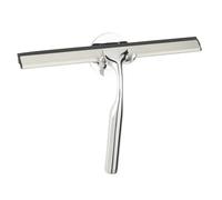 WENKO Terni Plus Bathroom Wiper Shower Squeegee with Turbo-Loc Adhesive Hooks, Streak-Free Wiping Smooth Surfaces with Double Rubber Lip, Zinc Die-Cast/Stainless Steel, 24.5 x 16.5 cm