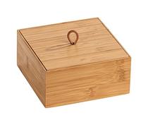 WENKO Terra Bamboo Organiser Box with 3 Compartments - Storage Box, Bathroom Basket, Bamboo, brown, Bambus Kosmetiktuch-Box