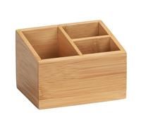 Wenko Terra Bamboo Organiser Box with 3 Compartments - Storage Box, Bathroom Basket, Bamboo, brown, Bambus 3 Fächer