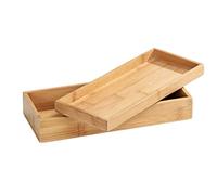 WENKO Terra Bamboo Organiser Box with 3 Compartments - Storage Box, Bathroom Basket, Bamboo, brown, Maße (B x H x T): 24 x 6 x 10 cm