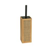 WENKO Toilet set Allegre, decorative WC brush holder in trendy boho style made of high-quality bamboo and rattan wickerwork, incl. toilet brush with steel handle, 9.5x36.5x9.5 cm, natural/black