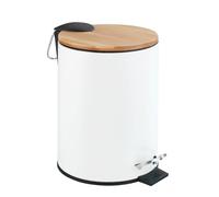 WENKO Tortona Cosmetics Pedal Bin Easy Matte White with Soft Close Mechanism, Metal, 17 x 23.5 x 21 cm