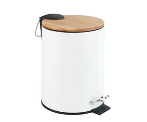 WENKO Tortona Cosmetics Pedal Bin Easy Matte White with Soft Close Mechanism, Metal, 17 x 23.5 x 21 cm