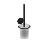 WENKO Turbo-Loc Bivio Black Matt Wall Bracket Aluminium Insert Glass Includes Toilet Brush Fixing No Drilling Required 12 x 34 x 14 cm Black