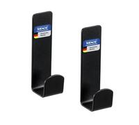 WENKO Turbo-Loc Lizan Wall Hooks, Set of 2, Stainless Steel, Rustproof, Self-Adhesive, Strong Adhesion, up to 10 kg, Wall Mounting Without Drilling, Adhesive Hooks in Bathroom and Kitchen, Towel Hook