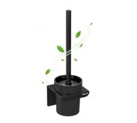 WENKO Turbo-Loc Mod. Lizan Toilet Brush Set, Steel, with Stainless Steel Brush Handle, Self-Adhesive, Strong Adhesion, Wall Mounting without Drilling, Toilet Brush Holder with Silicone Brush Head