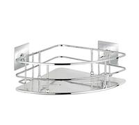 WENKO Turbo-Loc Quadro Stainless Steel Corner Shelf Shower Caddy Fixing No Drilling Required 27.5 x 10 x 19.3 cm Chrome