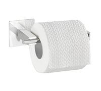 Wenko Turbo-Loc® Quadro Stainless Steel Toilet Roll Holder without Lid - No Drilling Required, Stainless Steel, Chrome, Silver, 16,5 x 6,5 x 7 cm