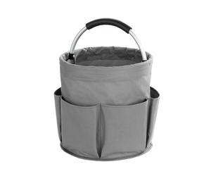 WENKO Universal Cleaning Caddy, Foldable Organiser for Home and Garden with 6 Compartments for Appliances, Tools, Cleaning Utensils, Diameter 28 x 26.5 cm, Anthracite