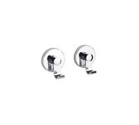 WENKO Vacuum-Loc Irun Hook Set, Set of 2 Wall Hooks, Towel Hooks for Kitchen, Bathroom & the Entire Household, Attachment No Drilling, Hanging for