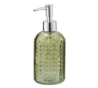 WENKO Vetro Green Round Liquid Soap Dispenser Capacity 0.40 L, 8.5 x 19 x 7.5 cm