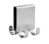 WENKO Vieste Duo 23787100 Double Shower Hooks for Shower Screen with 4 Hanging Options Stainless Steel Matte 5.x6 x 7 cm