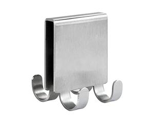 WENKO Vieste Duo 23787100 Double Shower Hooks for Shower Screen with 4 Hanging Options Stainless Steel Matte 5.x6 x 7 cm